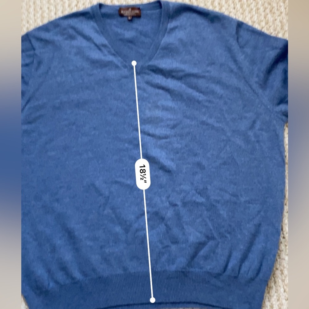 BUTTON DOWN SF | 100% Virgin Wool Light Blue Classic V-Neck Sweater XL - Picture 13 of 14